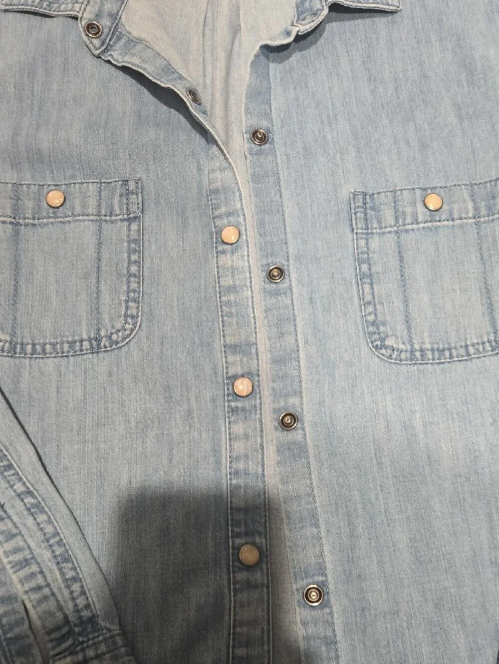 J Jill Light Wash Denim Button-Up Shirt